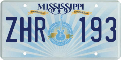 MS license plate ZHR193