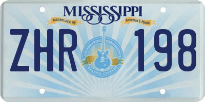 MS license plate ZHR198