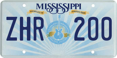 MS license plate ZHR200