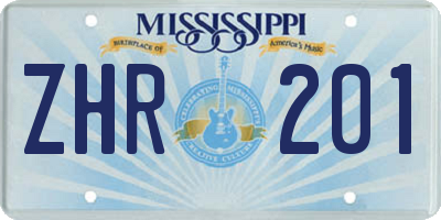MS license plate ZHR201