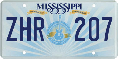 MS license plate ZHR207