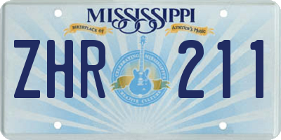 MS license plate ZHR211