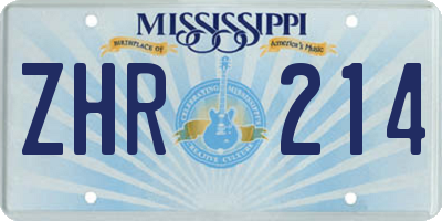 MS license plate ZHR214