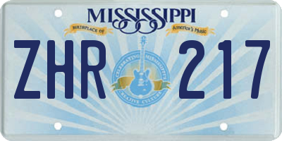 MS license plate ZHR217
