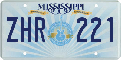 MS license plate ZHR221