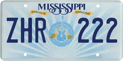 MS license plate ZHR222