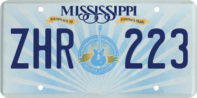 MS license plate ZHR223