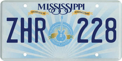 MS license plate ZHR228