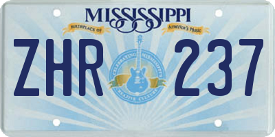 MS license plate ZHR237