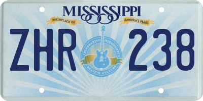 MS license plate ZHR238