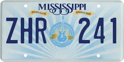 MS license plate ZHR241