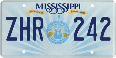 MS license plate ZHR242