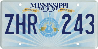 MS license plate ZHR243