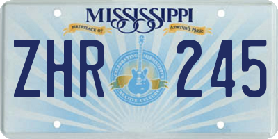 MS license plate ZHR245