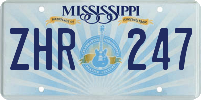MS license plate ZHR247