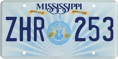 MS license plate ZHR253