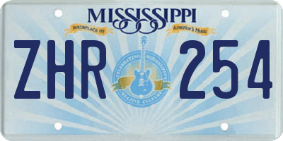 MS license plate ZHR254