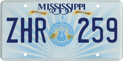 MS license plate ZHR259