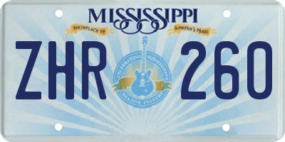 MS license plate ZHR260