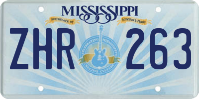 MS license plate ZHR263
