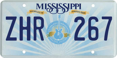 MS license plate ZHR267