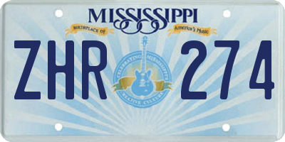 MS license plate ZHR274