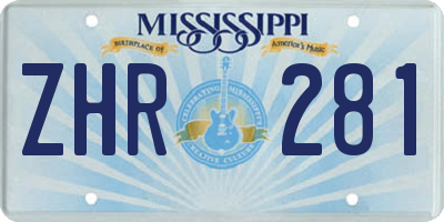 MS license plate ZHR281