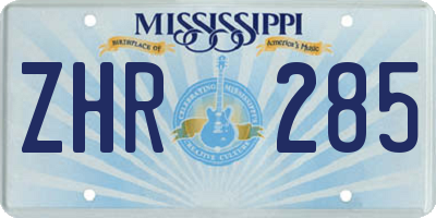 MS license plate ZHR285