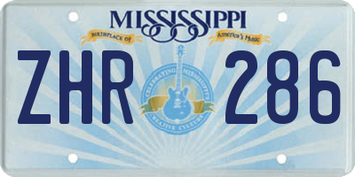 MS license plate ZHR286