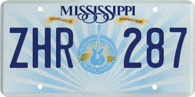 MS license plate ZHR287