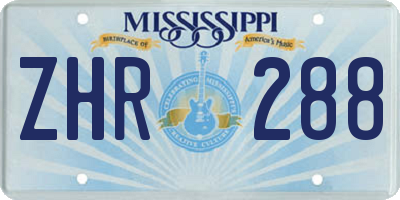 MS license plate ZHR288