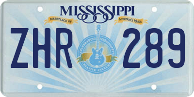 MS license plate ZHR289