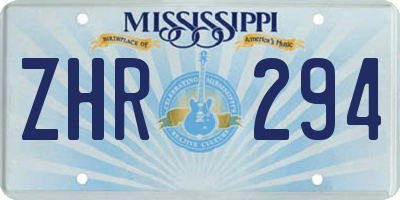 MS license plate ZHR294