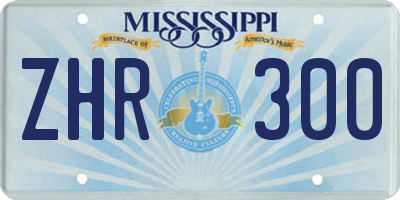 MS license plate ZHR300