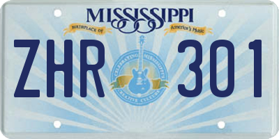 MS license plate ZHR301