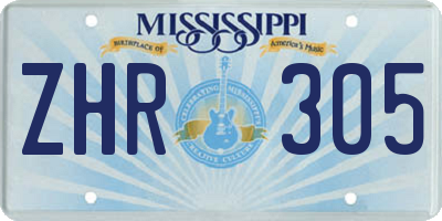 MS license plate ZHR305