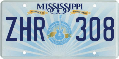 MS license plate ZHR308