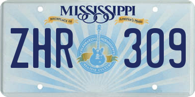 MS license plate ZHR309
