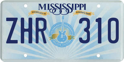 MS license plate ZHR310