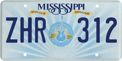 MS license plate ZHR312