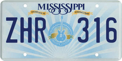 MS license plate ZHR316
