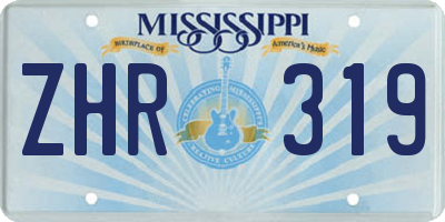 MS license plate ZHR319