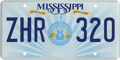 MS license plate ZHR320