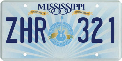 MS license plate ZHR321