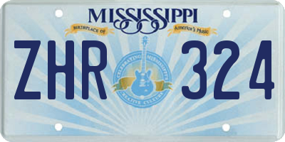MS license plate ZHR324