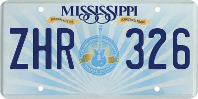 MS license plate ZHR326