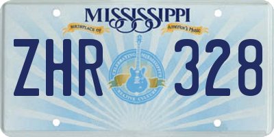 MS license plate ZHR328