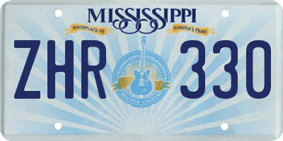 MS license plate ZHR330