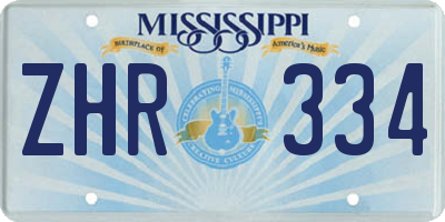 MS license plate ZHR334
