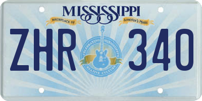 MS license plate ZHR340